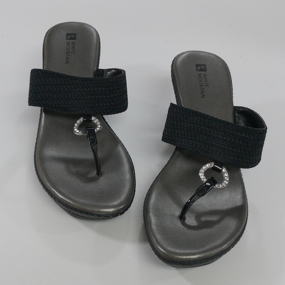 NWOB WHITE MOUNTAIN wedge sandals pewter size 8.5 - Picture 1 of 6